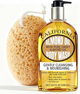 Shower Oil with Pure Sweet Almond Oil | Cleansing Oil Body Wash for Daily Use | Hydrating Body Wash for Dry and Sensitive Skin | Almond Soap for Softer Skin for Your Whole Family | 16.9 Fl Oz