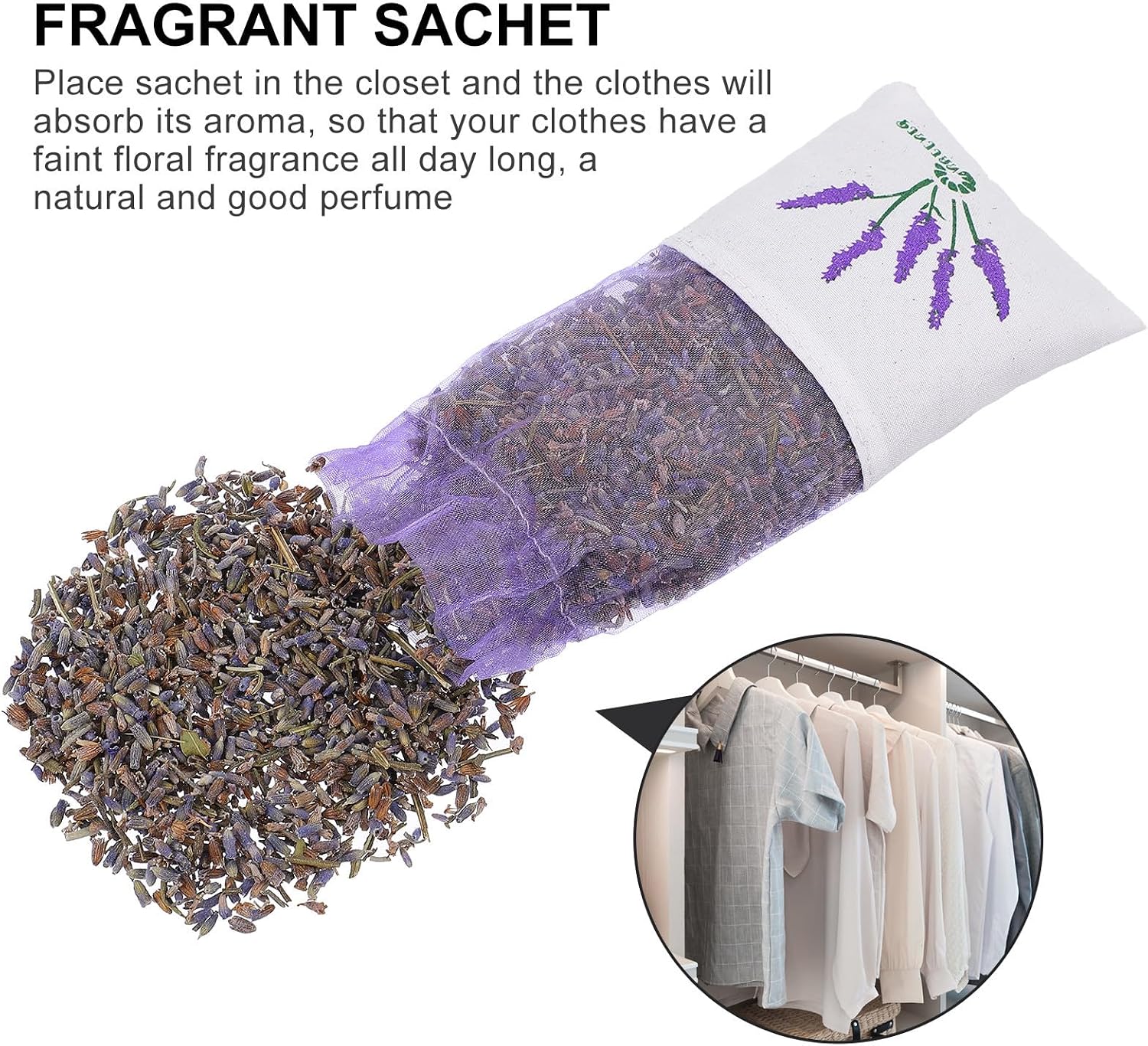 MAGICLULU 6pcs Lavender Scented Sachet Bags Fabric Air Freshener for Drawer and Suitcase, Portable Fragrant Sachets that Keep Clothes Smelling Fresh and Pleasant