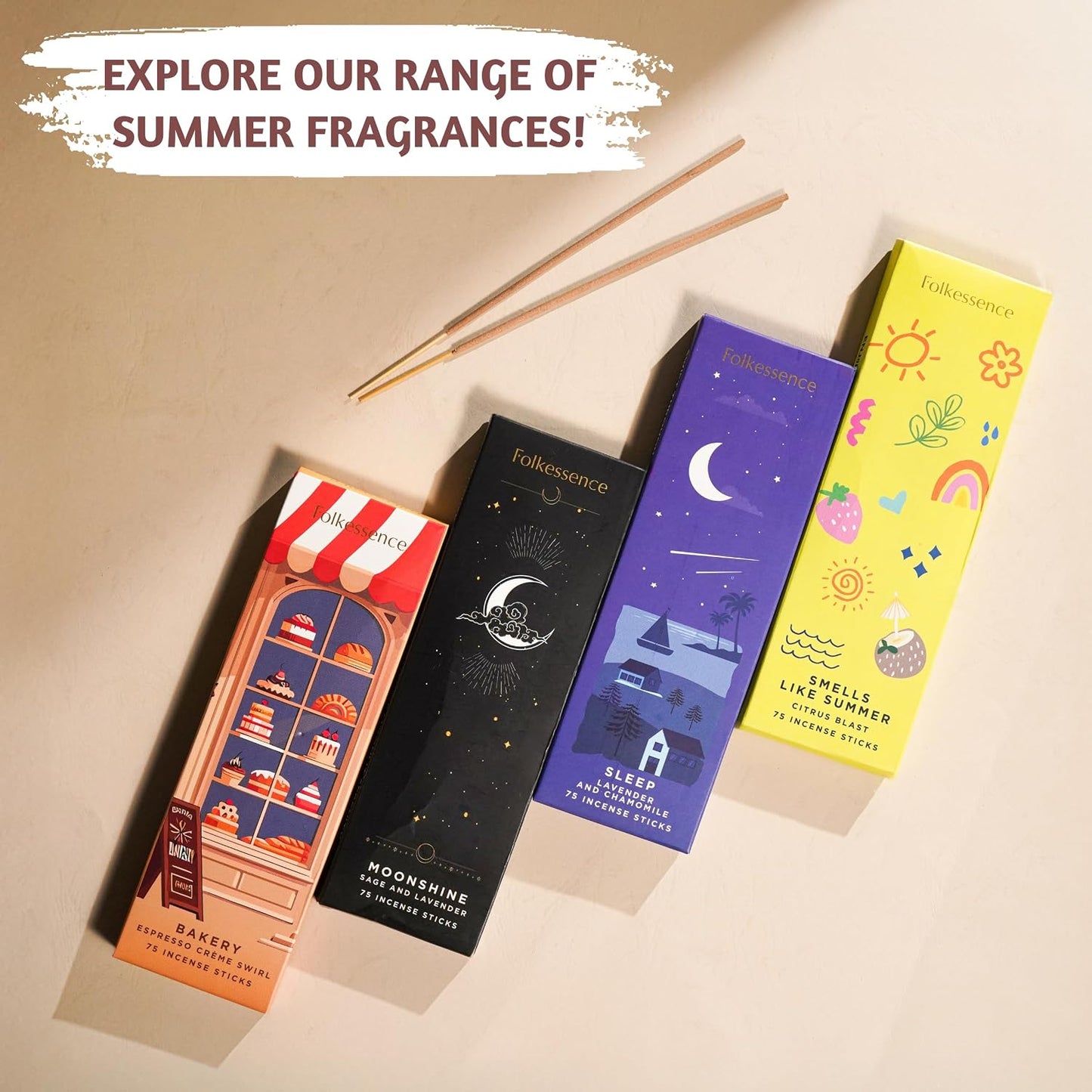 Folkulture Incense Sticks (75 Sticks) | 8" Premium Lavender & Chamomile Incense Sticks for Deep Sleep, Aromatherapy, Relaxation Gifts | No Charcoal, Non Toxic, 45 Mins, Long Burning Insence-Sticks