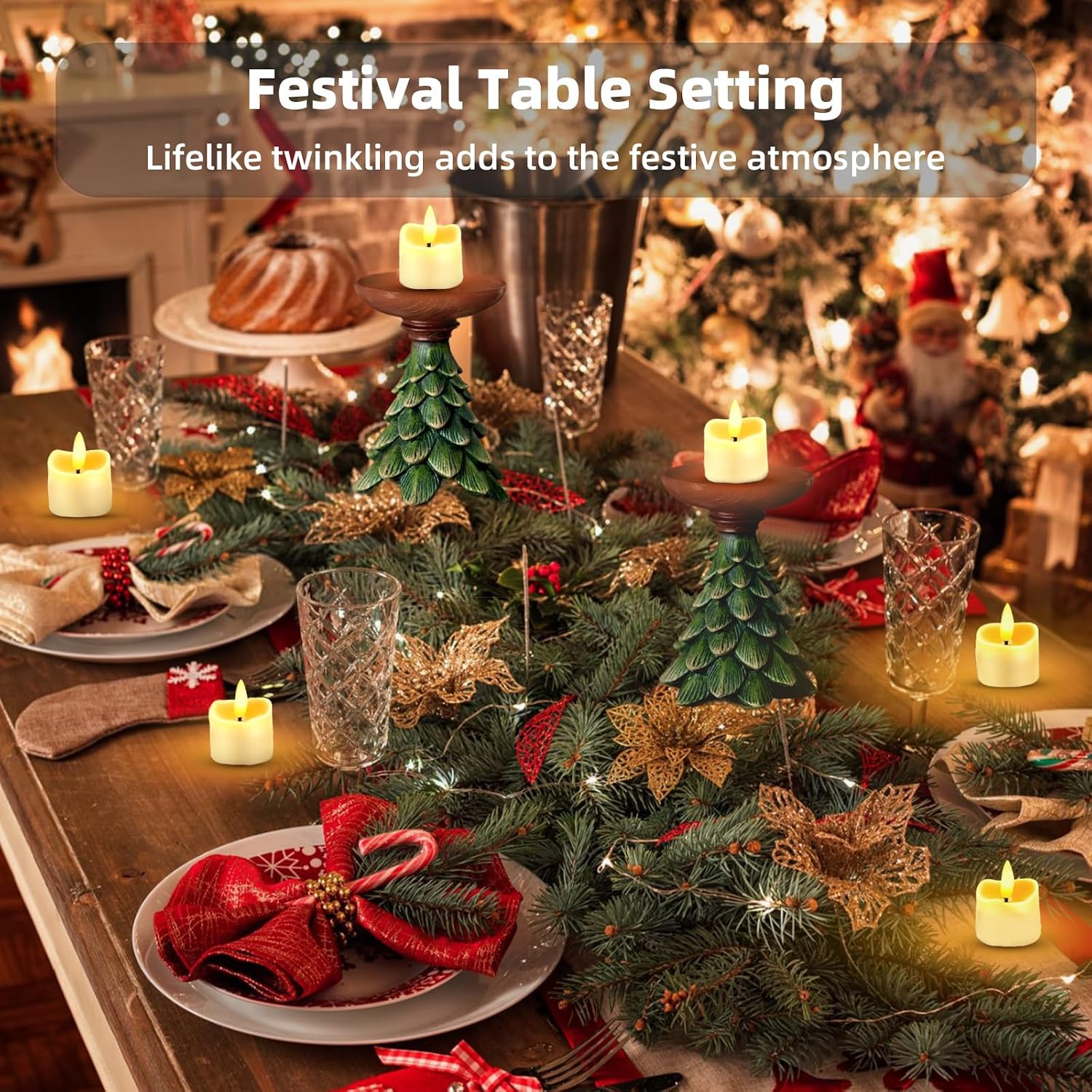 Rechargeable LED Flameless Candles, 9PCS Battery Operated Tealights with 2/4/6/8H Timer for Soccer Party, Christmas, Wedding, Home Decor (USB-C Charging Cable Included)