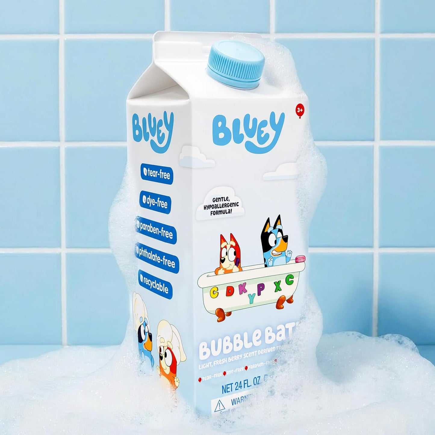 Bluey Bubble Bath for Toddlers and Kids 3+, Fresh Berry Scent, Tear Free | Dye, Paraben, Phthalate-Free | Hypoallergenic | 24 oz/ 710 ml