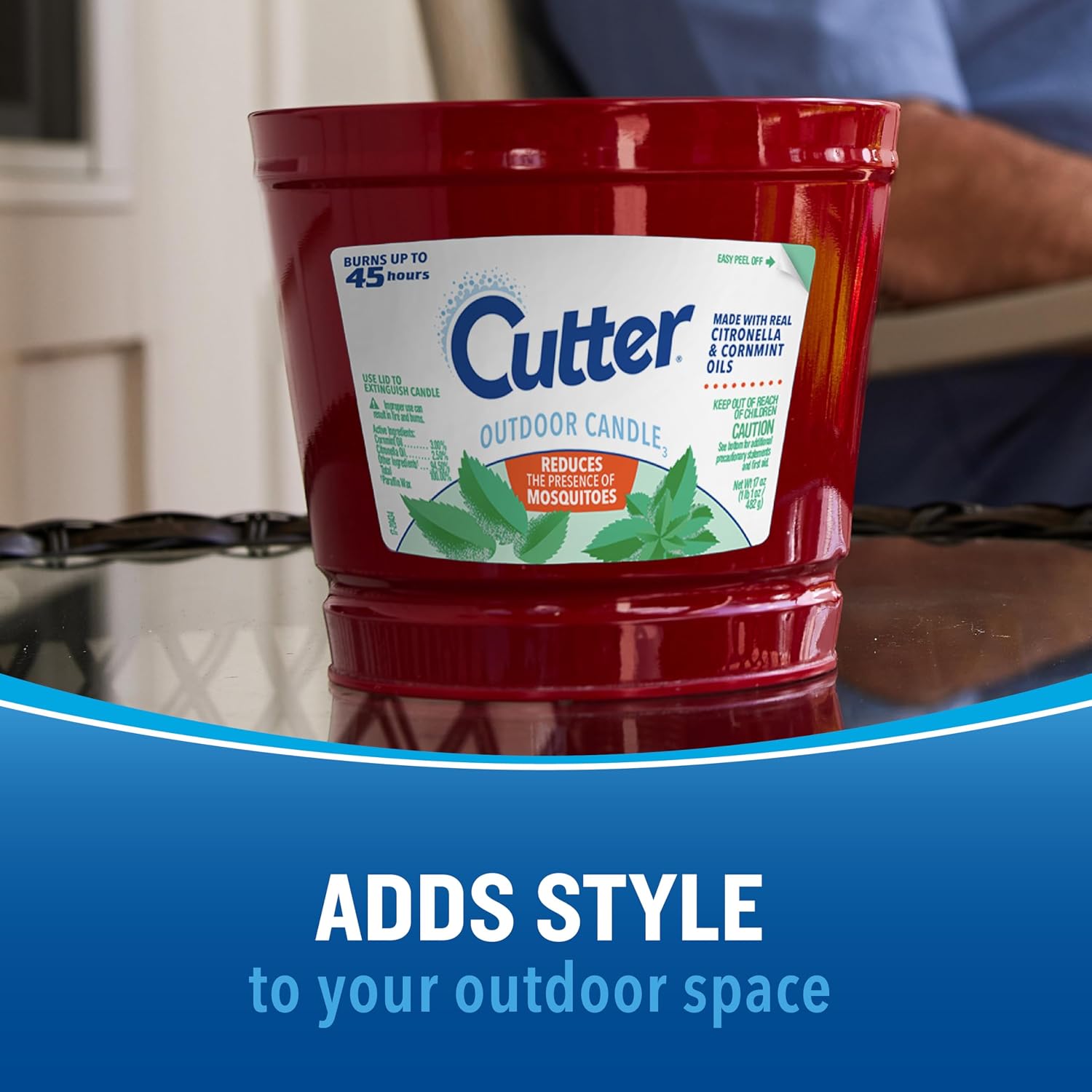 Cutter Candle, 17 Ounces, Outdoor Candle Made with Real Citronella Oil and Cornmint Oil Reduces The Presence of Mosquitoes with A Light, Fragrant Citronella and Mint Scent, 6 Pack