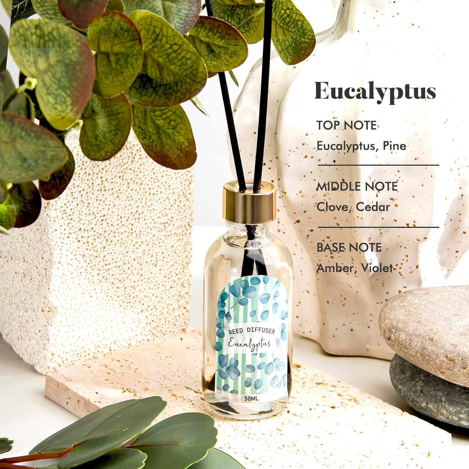3 Pack Reed Diffuser Set, Linen Eucalyptus Citrus Scented Oil Reed Diffusers for Home, Bathroom, Office Decor, Aromatherapy Diffuser with 15 Sticks, 1.7 Fl. Oz Each, Total 5.1 Fl. Oz