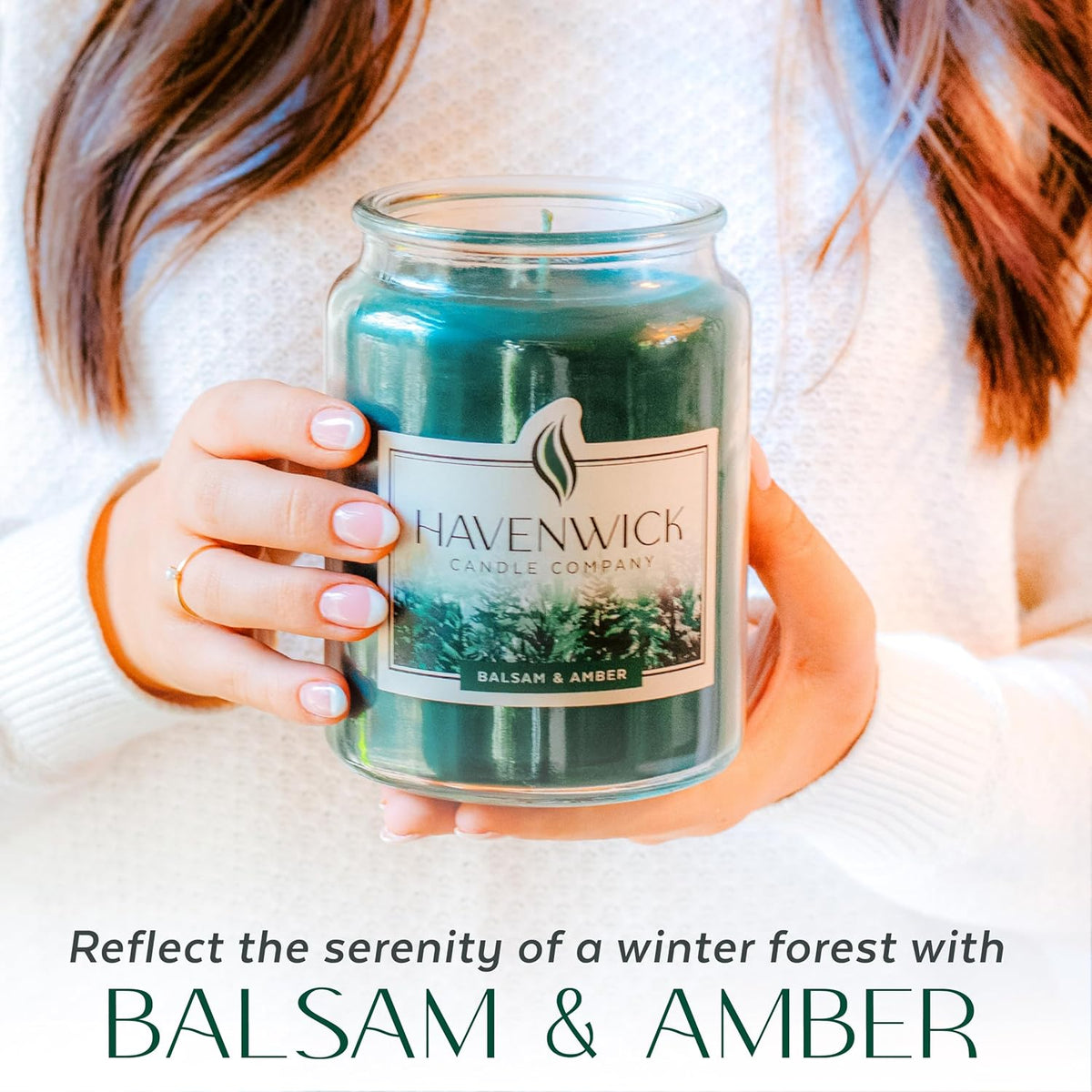 Havenwick Balsam &amp; Amber Soy Candle Long-Lasting, 22 oz Jar