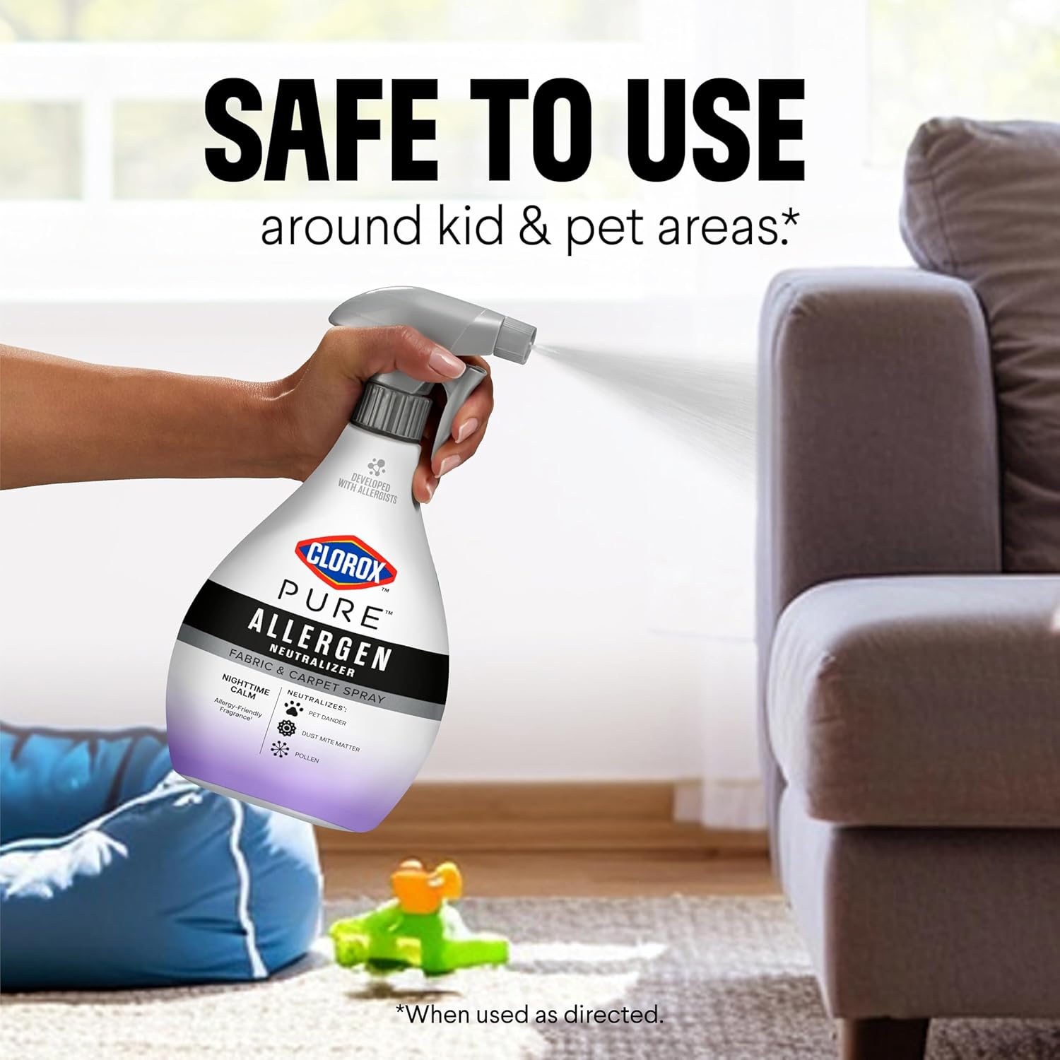 Clorox PURE Allergen Neutralizer Fabric and Carpet Spray, Nighttime Calm, 26 Fluid Ounces (Pack of 2)