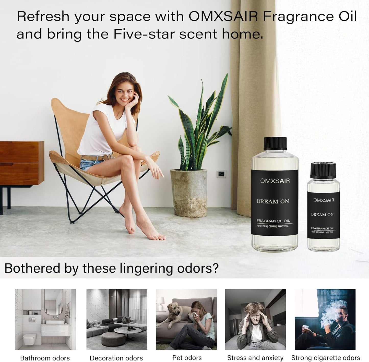 Hotel Diffuser Oil Dream on Long-Lasting Waterless Essential Oil for Large Spaces | White Tea, Vanilla & Cedarwood Blend | Aromatherapy Scented Oil | for Home Office(500ml/16.9FL oz)