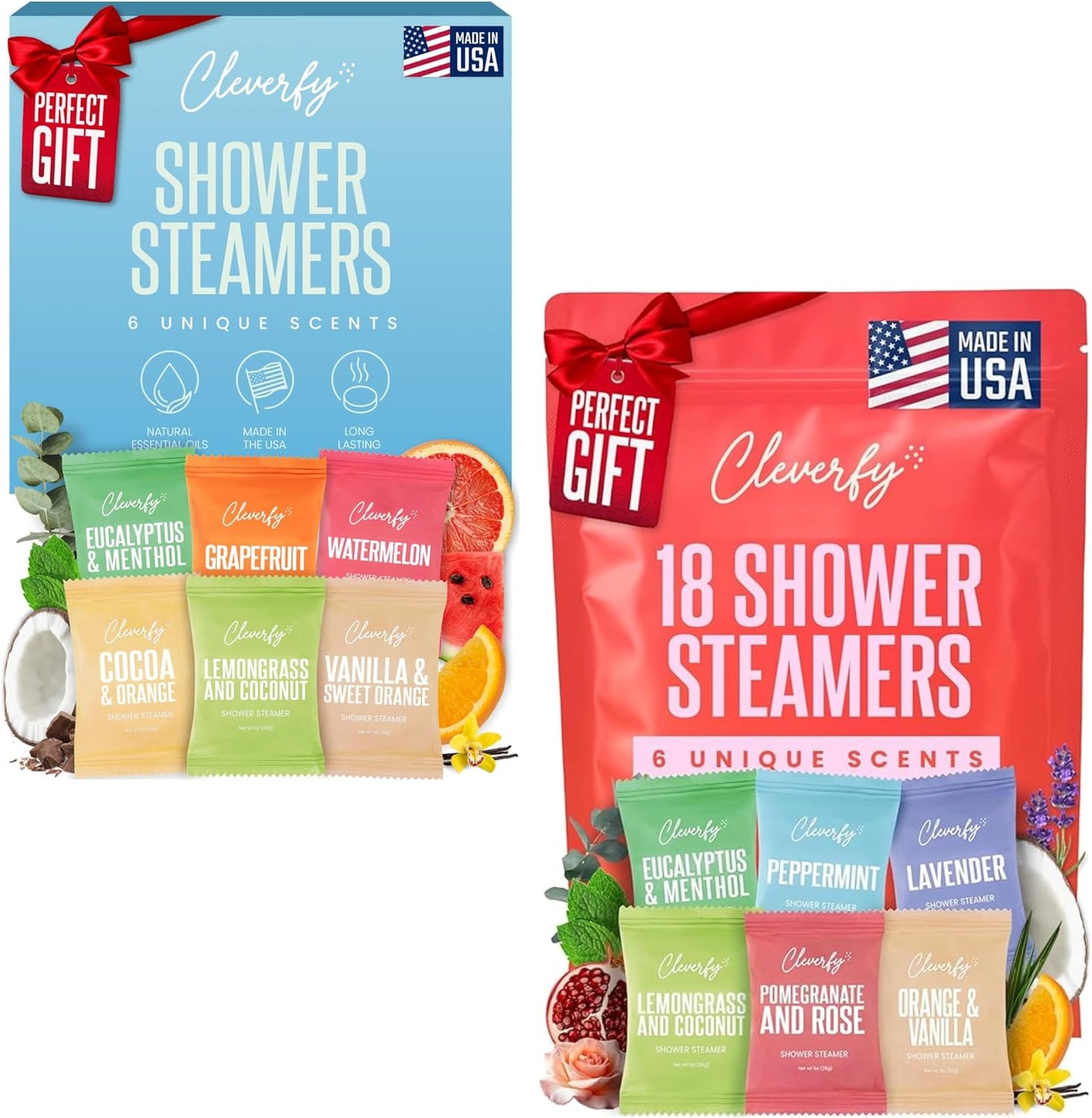 Cleverfy Shower Steamers Aromatherapy for Women and Men – 6 x 18 Pack
