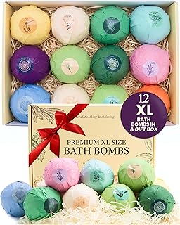 Bath Bombs Set Pack of 12 Pcs Gift Set for Women - Large 150g Oversized Bath Bombs for a Soft Skin Feel, Spa Gift Set for Birthday, Gift Box Idea for Her