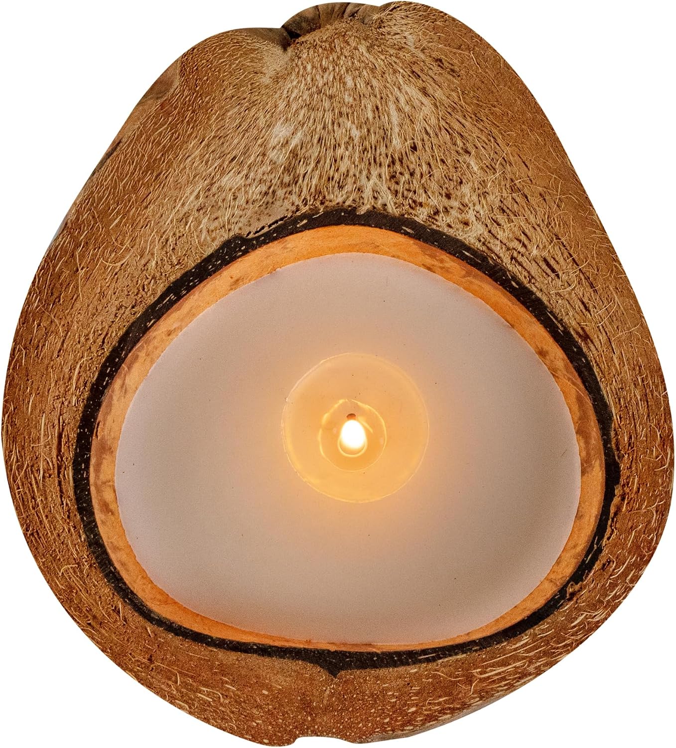 Restaurantware-Coco Casa 6.5 x 2.5 Inch Coconut Shell Candle, 1 Hand Poured Coconut Bowl Candle - Jasmine Fragrance, Double Wax Blend, Soy Wax Scented, Wooden Wick,