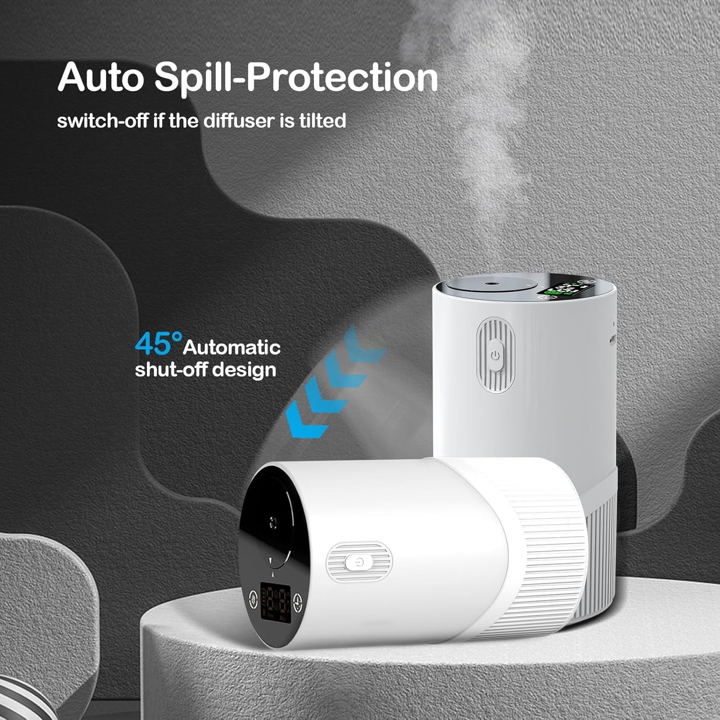 Waterless Diffuser for Essential Oil-Aroma Scent Diffusers for Home Car Mini Aromatherapy Nebulizer Battery Operated Small Air Diffuser Machine 4 Mist Level 1/2/3/4/6H Timers Auto-off for Hotel 5-20ML