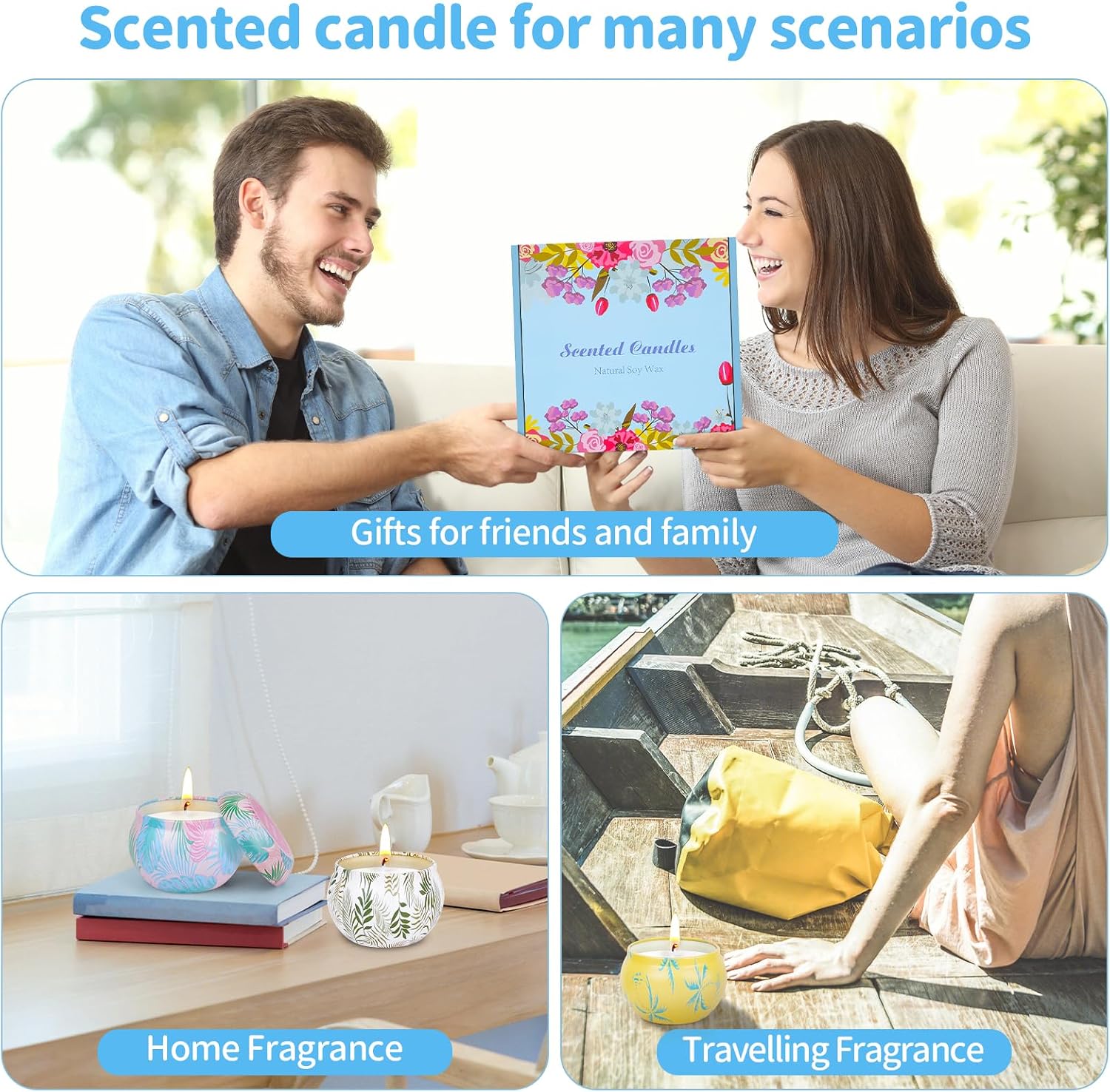 Scented Candles Bulk Gifts for Women, Aromatherapy Candle for Home Scented,Natural Soy Candle, Small Candles for 180 Hours Burning Time, Candle Set for Mother, Women, Friends and Coworkers