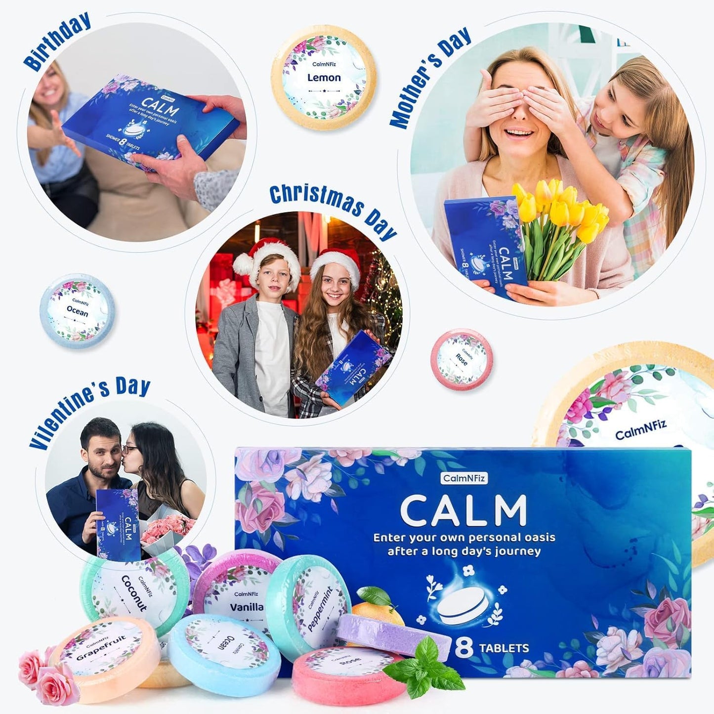 CalmNFiz Shower Steamers Aromatherapy 16 Pack – Gifts for Women, Shower Bombs with Essential Oils, Self Care Relaxation, Easter Basket Stuffers, Birthday Gifts for Mom Wife