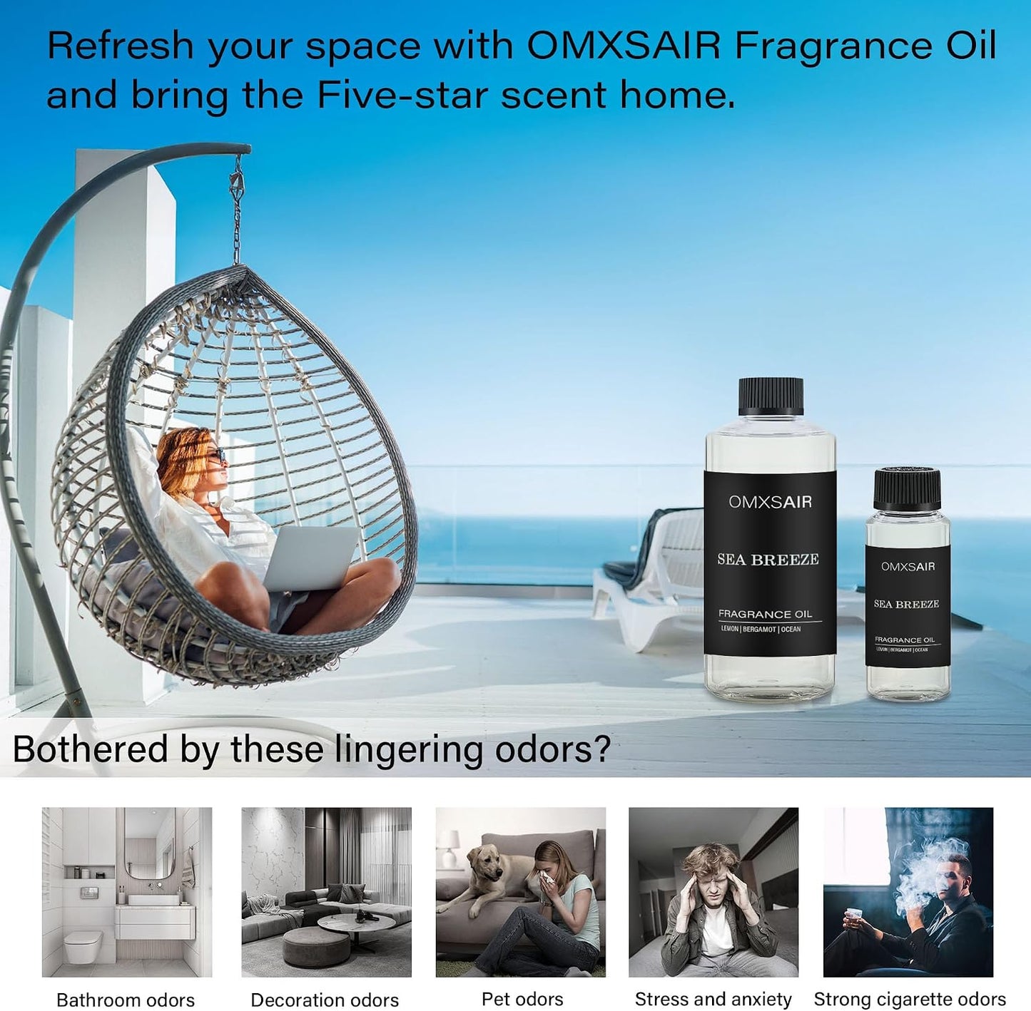 Hotel Diffuser Oil Inspired by The Ritz Carlton Hotel Scent 120ml/4.1 Fl oz -Essential Oil Diffuser Refill-Lemon Bergamot Ocean Breeze-Long Lasting HVAC Diffuser Oil for Home & Spa Use
