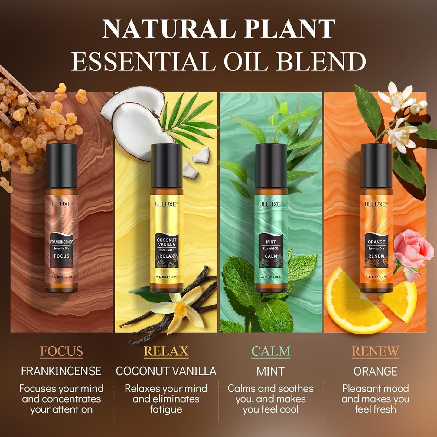 Essential Oils Roll On Set (Pack of 8) 8 Scent, Relaxing, Self Care Gifts for Women, Essential Oil Roller Set, Natural Aromatherapy Roll Oil Blends for Skin, Birthday Gifts for Wife, Mom & Girlfriend