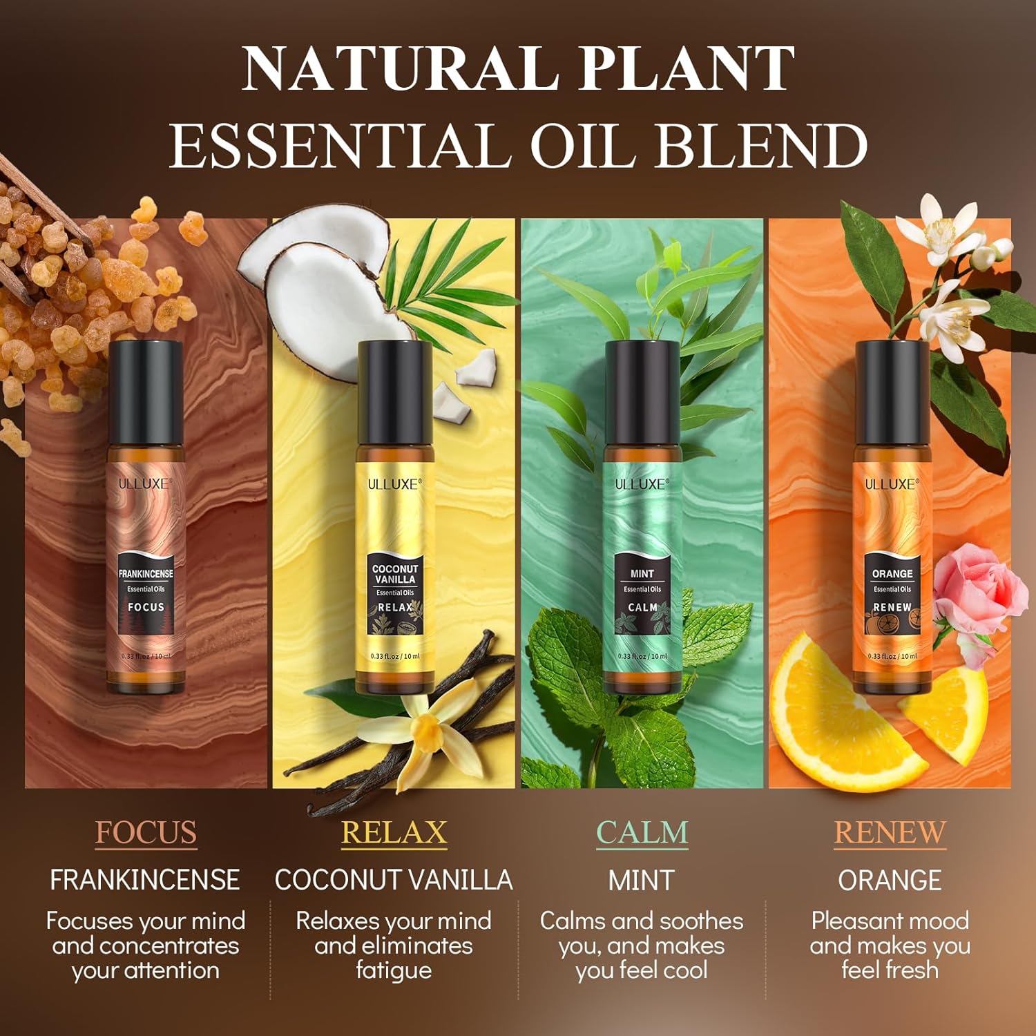 Essential Oils Roll On Set (Pack of 8) 8 Scent, Relaxing, Self Care Gifts for Women, Essential Oil Roller Set, Natural Aromatherapy Roll Oil Blends for Skin, Birthday Gifts for Wife, Mom & Girlfriend