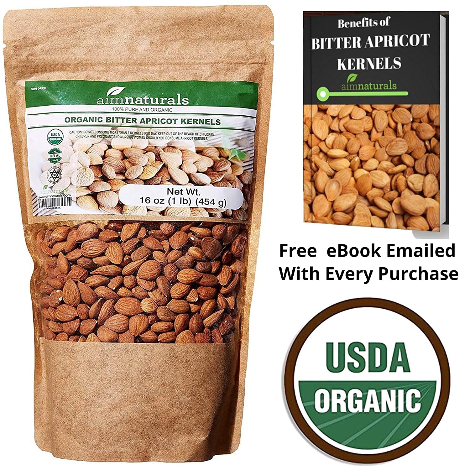 Bitter Apricot Kernels Organic Raw (1LB) - USDA Organic Certified – Product of Turkey
