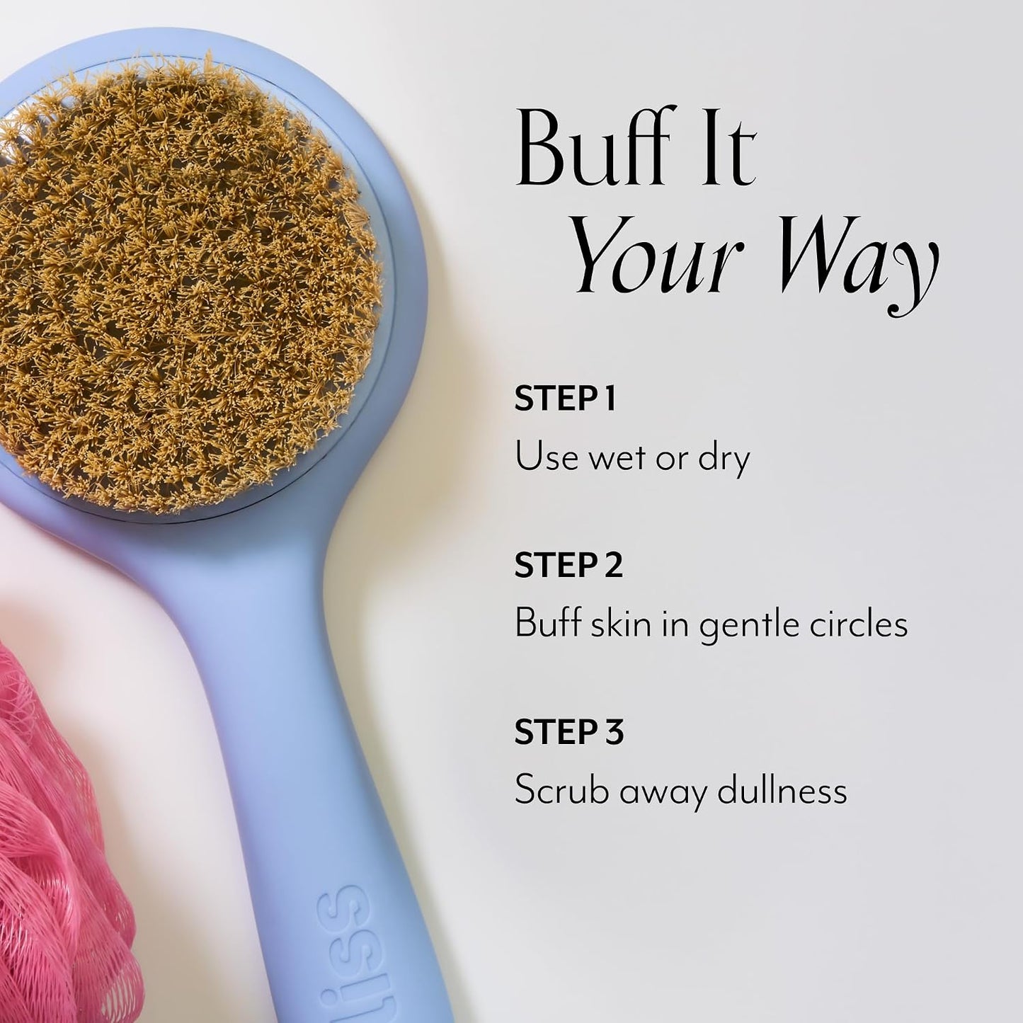 Bliss Soft Touch Back & Body Dry Brush, Non-Slip Grip to Gently Exfoliate Dry Skin and Promote Firmer Skin