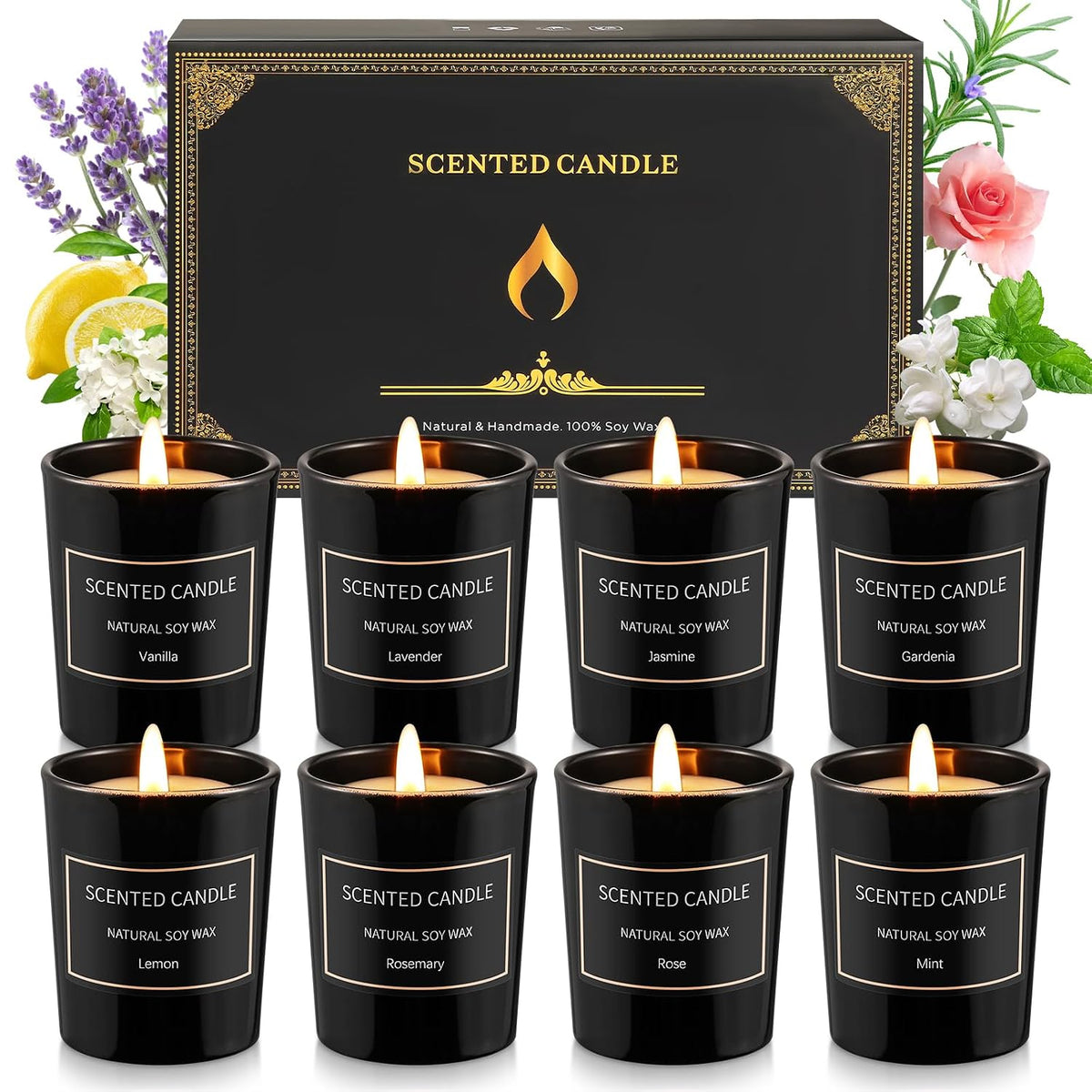 8 Pack Candles for Home Scented Aromatherapy Candles Gifts Set for Women Soy Wax Long Lasting Jar Candles for Birthday