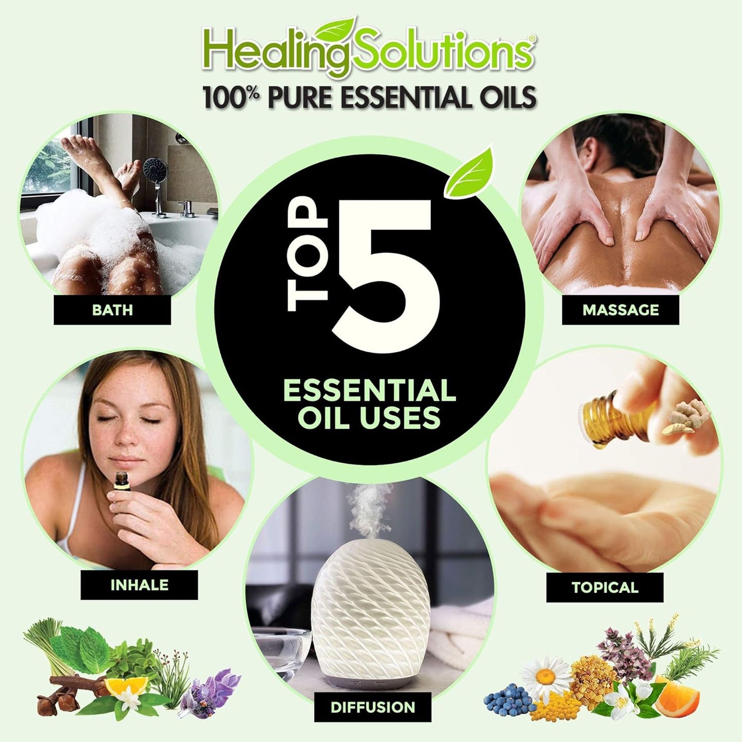 Healing Solutions Organic Eucalyptus Essential Oil (10ml/0.33 oz), Undiluted & Pure Eucalyptus Oil for Hair, Skin & Diffuser