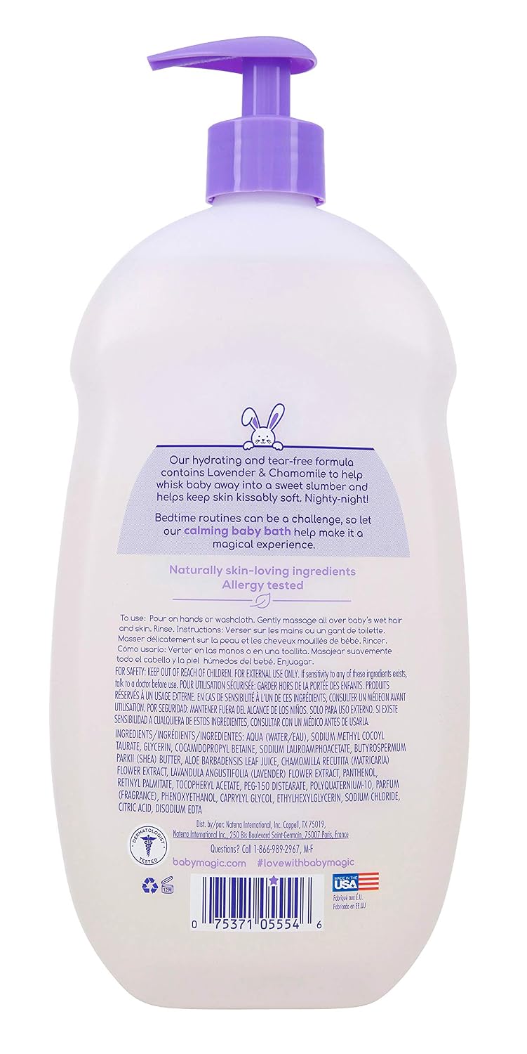 Baby Magic Calming Baby Bath, Lavender & Chamomile Scent, Specially Formulated for Baby's Delicate Skin, Made with Calendula, Tear Free, Hypoallergenic, Dermatologist Recommended, 30 Fl Oz