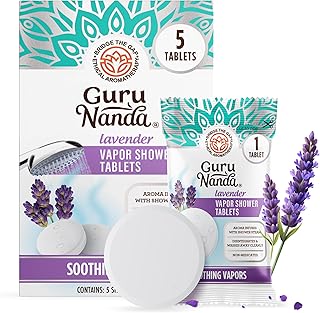 GuruNanda Lavender Vapor Shower Tablets, Clean-Dissolving Aromatherapy Shower Steamers with Lavender & Menthol, Soothes & Promotes Relaxation, Ideal for Gifting, 5 Count