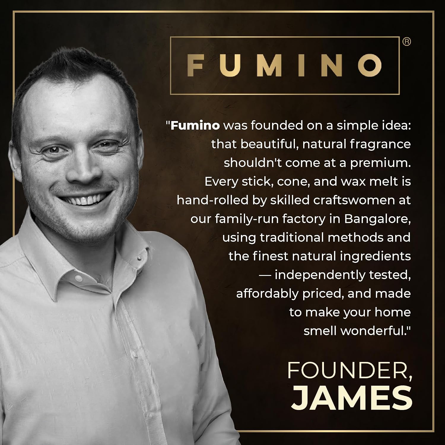 Fumino Simply Sandalwood Incense Cones 15 Pack - Handmade Natural Masala Incense Cones for Meditation & Home Fragrance, Low-Smoke Warm Woody Scent, Bureau Veritas Certified