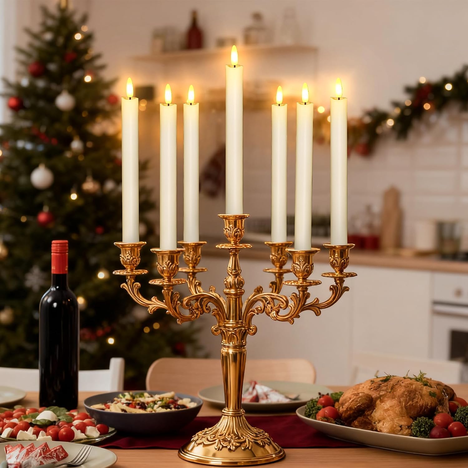 Flameless Taper Candles with Remote, 500H Battery Operated Tapers Candle, Led Flickering Flameless Candlesticks Classic Tall Taper Candles for Christmas Home, Wedding, Party, 9.8 inches (Ivory)