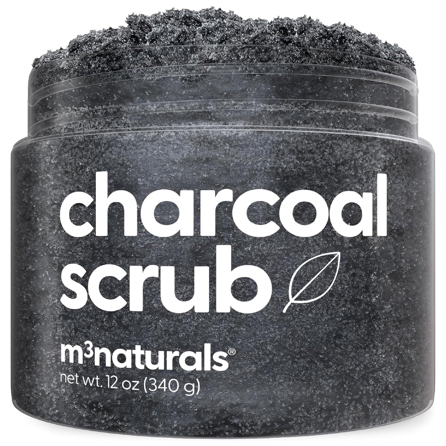 Exfoliating Charcoal Scrub with Collagen & Stem Cells – Salt Scrub for Body Toning, Cellulite, Armpit Detox, and Skin Smoothing for Face, Feet, and Body by M3