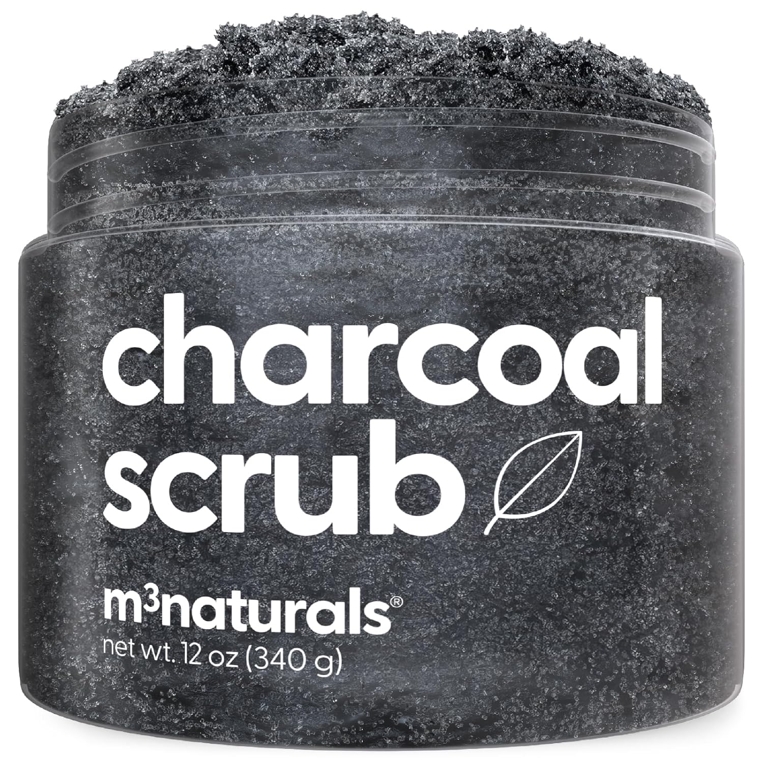Exfoliating Charcoal Scrub with Collagen & Stem Cells – Salt Scrub for Body Toning, Cellulite, Armpit Detox, and Skin Smoothing for Face, Feet, and Body by M3