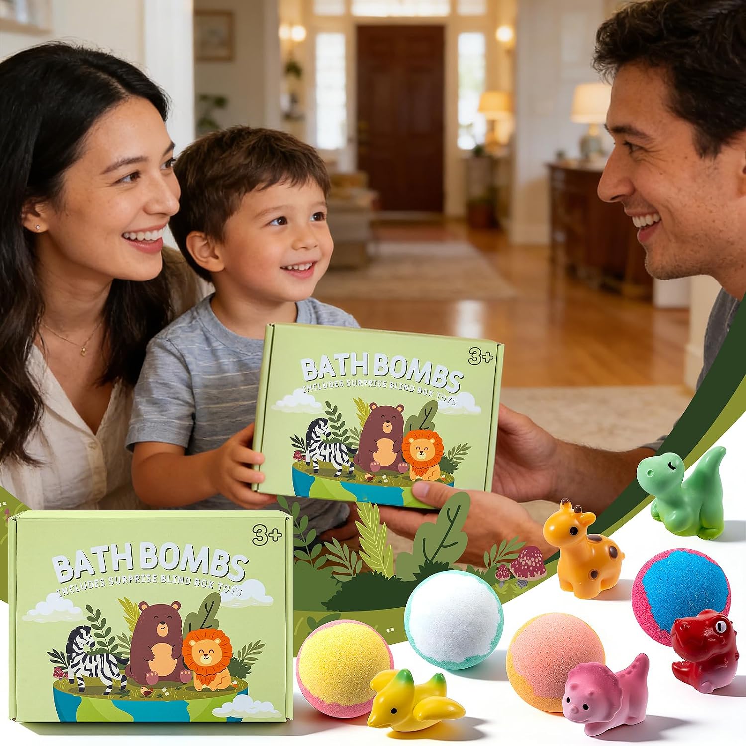 Bath Bombs for Kids with Surprise Inside, 12 Pack Bath Bombs with Mini Land Animal Toys Inside, Fizzy Bath Balls for Fun, Birthday Gifts, Perfect for Boys and Girls