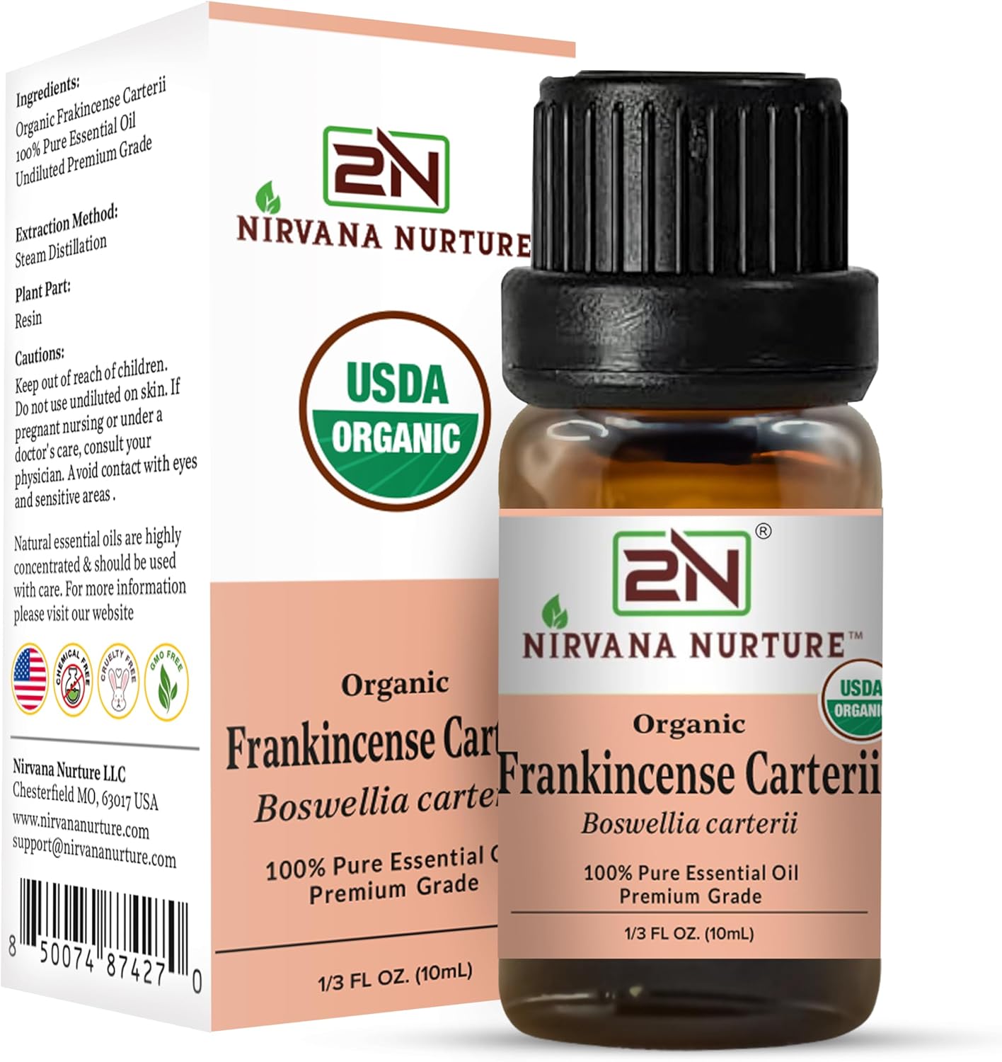 Frankincense Carterii Essential Oil, USDA Certified Organic, 100% Pure Undiluted, Aromatherapy Oil for Diffuser, Hair & Skin Care