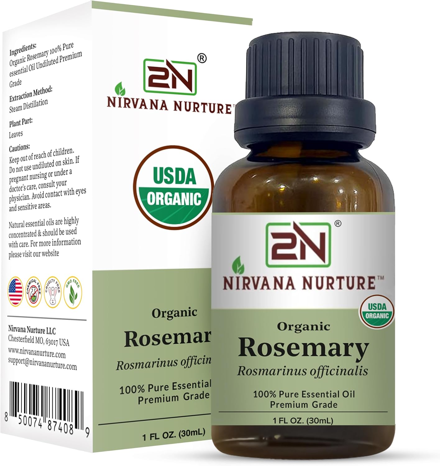 Rosemary Essential Oil, USDA Certified Organic, 100% Pure Undiluted, Aromatherapy Oil for Diffuser, Hair & Skin Care
