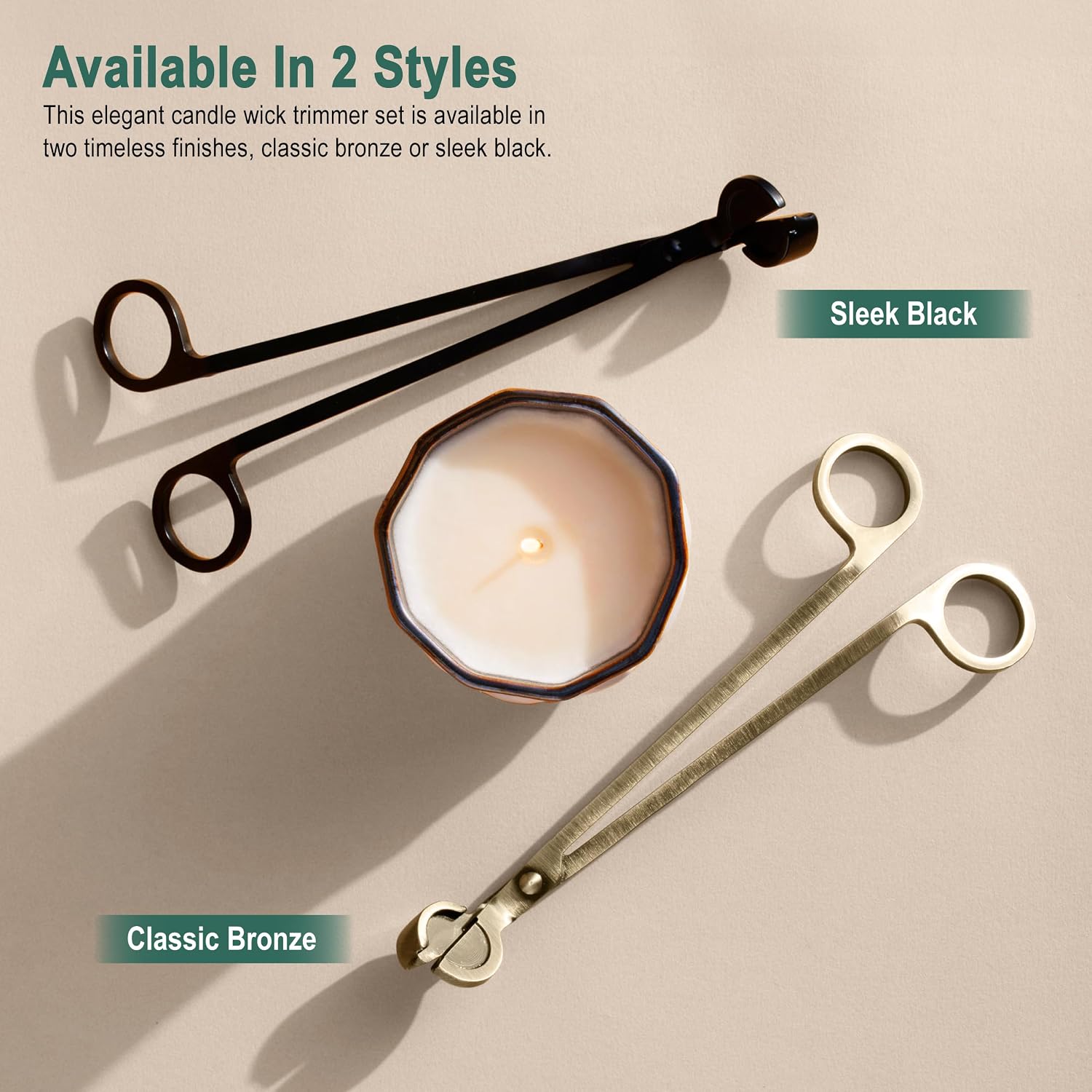The Growing Candle Wick Trimmer, Stainless Steel Accessories for Candles, Cutter Kit for Trimming, Bronze