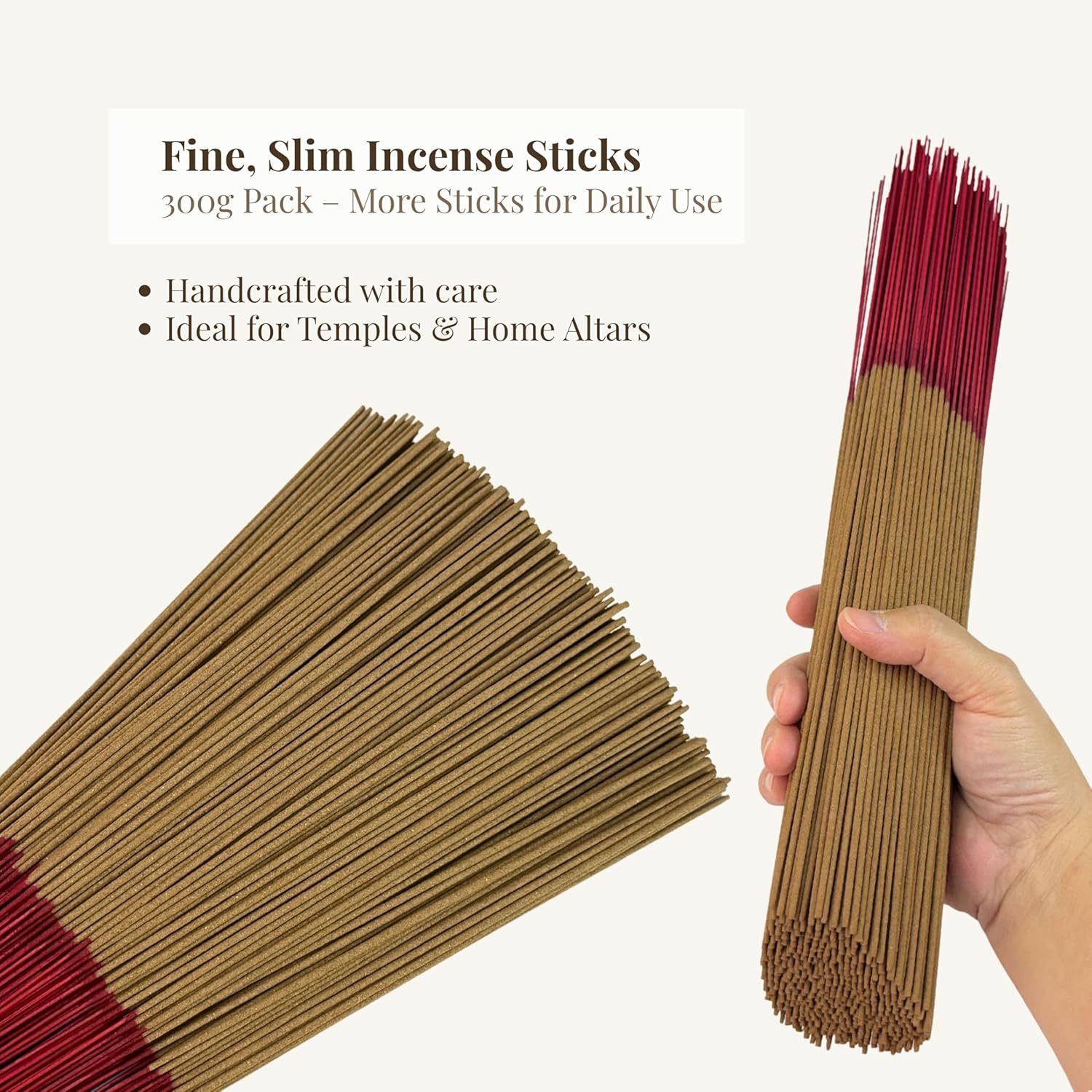 I H INCENSE HOUSE+ – Taiwanese-Style Worship Joss Incense Sticks 30cm, 300g (Approx. 380–400 Slim & Low Smoke Fine Sticks) – Traditional Bamboo-Core Incense for Rituals, Prayer & Daily Worship (1)