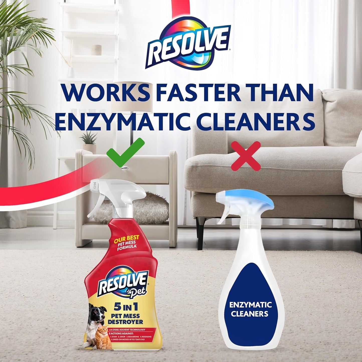 Resolve 5-in-1 Carpet Cleaner Spray – for Removal of Pet Stains & Odors Up to 7 Days Old, 22oz