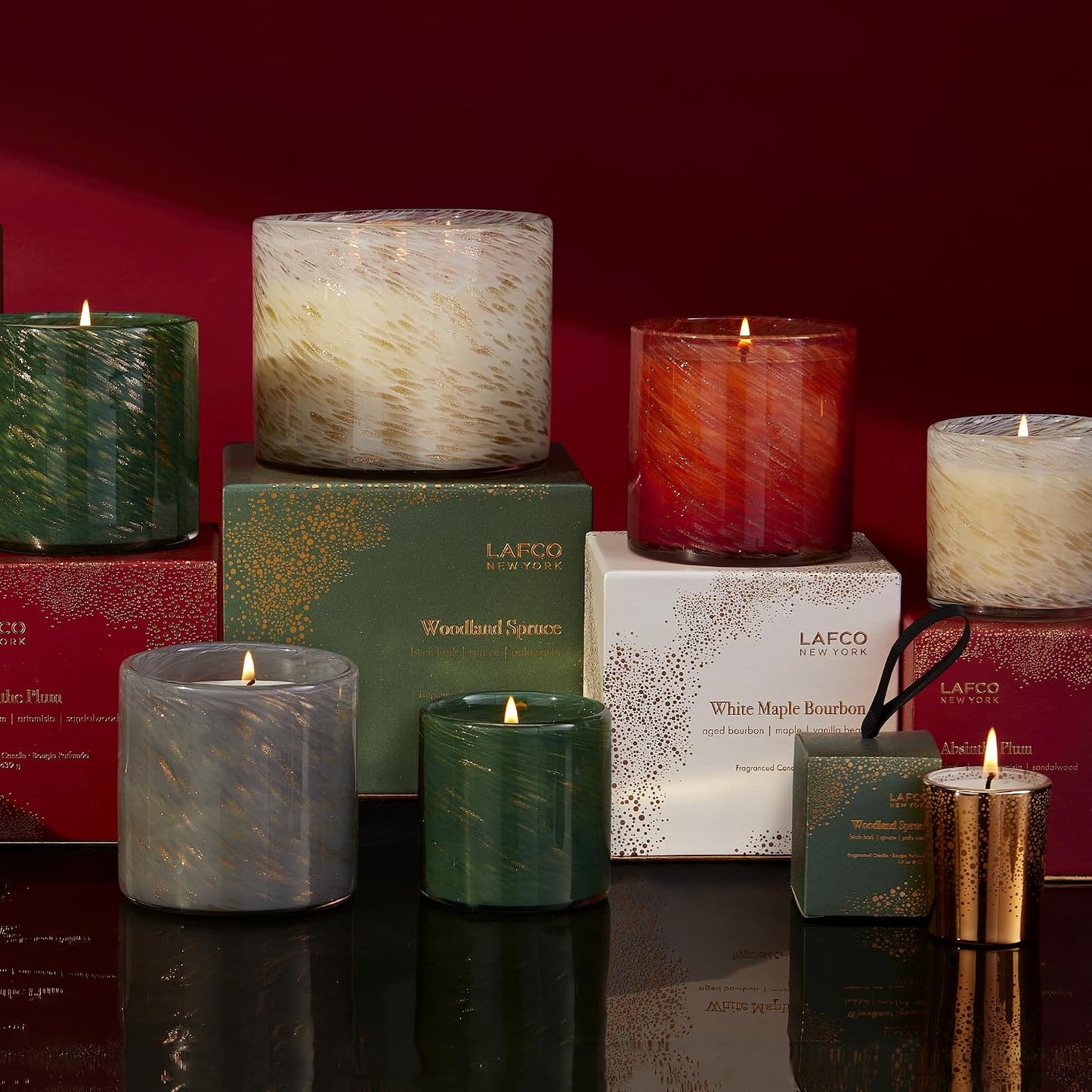 LAFCO New York Holiday Votive Candle, Woodland Spruce - 1.9 oz - 20-Hour Burn Time - Reusable, Decorative Glass Vessel - Made in the USA