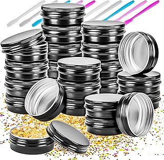 24Pack 1oz Tin Jars, 30ml Metal Tin cans, 1Ounce Aluminum tin can jar Containers with Screw Lid for Lotion Bars, Toiletries, Creams, Samples, Makeup Cosmetic, Spices, Salve, Balms, Beard Balm