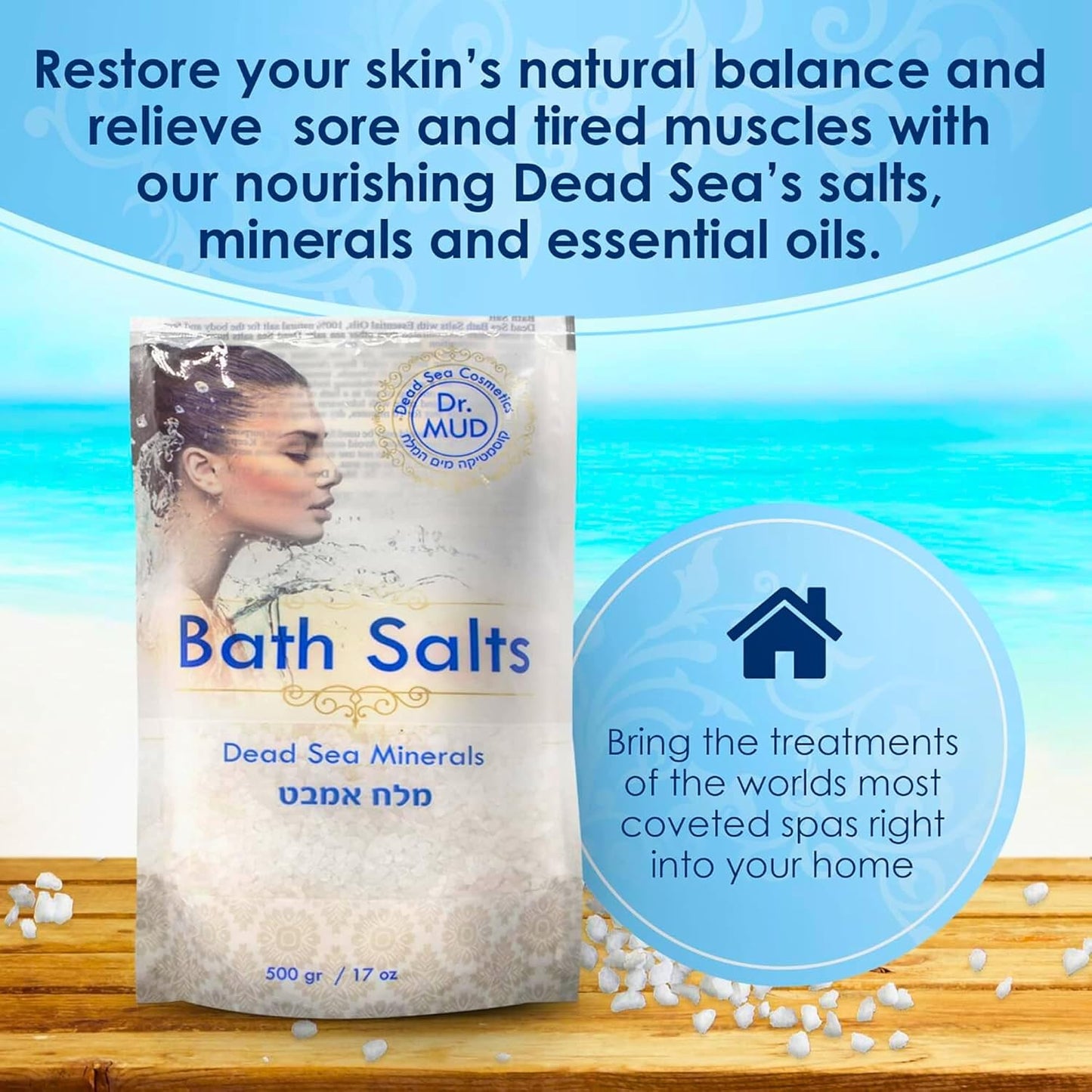 Natural Dead Sea Salt 100% Mineral-Rich Bath Soak, More Minerals Than Epsom Salt, Deep Relaxation, Detox, Exfoliates & Softens Skin, Helps Psoriasis, Eczema