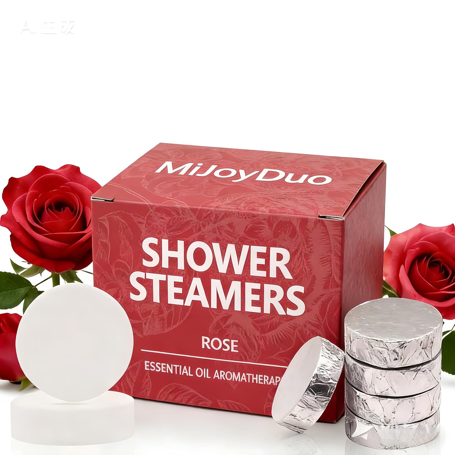 Rose Shower Steamers Aromatherapy, Natural Essential Oil Shower Bombs, Individually Wrapped Home Spa Vapor Tablets, Relaxing Self Care Gifts for Women, 5 Pack