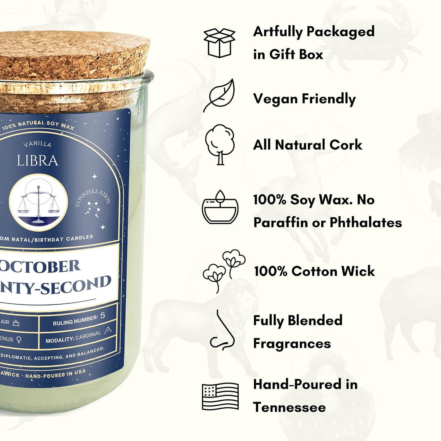 Birthday Candles - Custom Birthdate Astrological Zodiac Scented Candles. Astrology Gifts. All Natural Soy Wax. 75+ Hour Burn Time. Made in USA - July 11