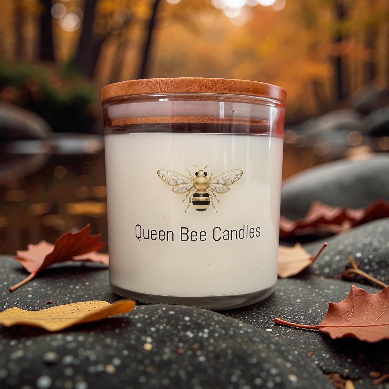 Scented Jar Candle, Coconut Soy Wax Blend with Wooden Lid (Cinnamon Stick)