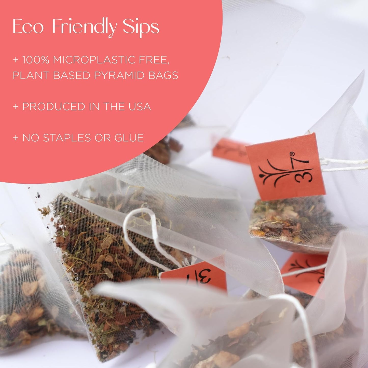 Brook37 Chamomile Mint Herbal Tea - Caffeine Free, Herbal Wellness Tea with Chamomile, Lavender, Rose and Spearmint - Plant-Based Pyramid Sachets, Floral Mint Blend, Gourmet Gift for Tea Lovers