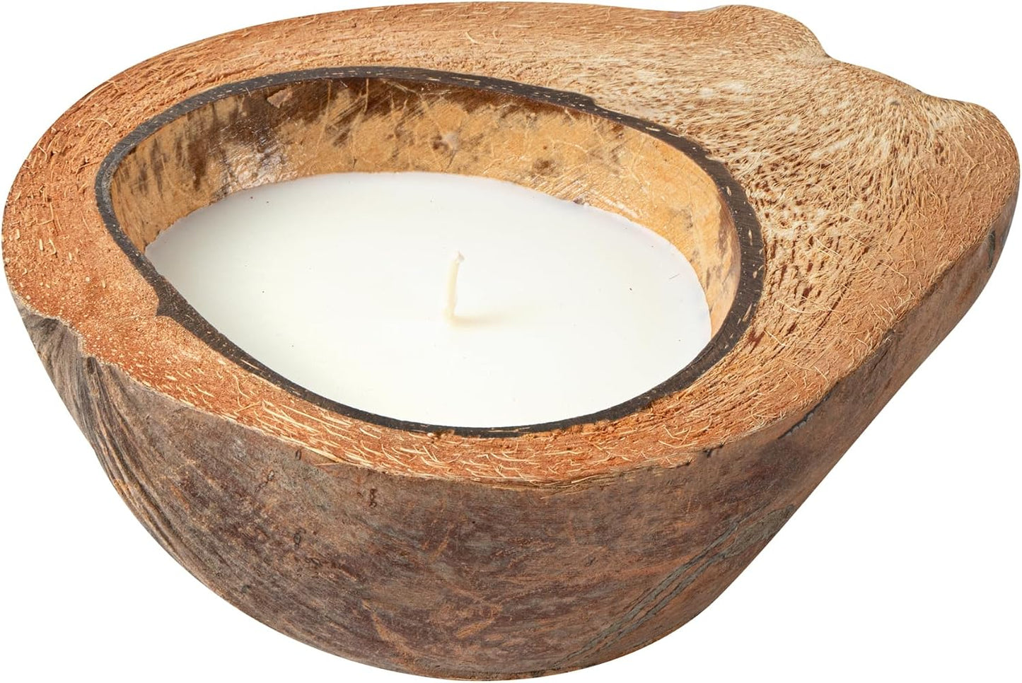 Restaurantware-Coco Casa 6.5 x 2.5 Inch Coconut Shell Candle, 1 Hand Poured Coconut Bowl Candle - Jasmine Fragrance, Double Wax Blend, Soy Wax Scented, Wooden Wick,
