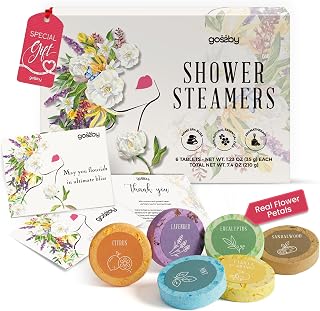 GOSSBY Shower Steamers Aromatherapy (6 Pcs) - Mothers Day Gift for Mom - Birthday, Stress Relief Gift for Women Wife Teen Girl - Basket Stuffers - Natural Essential Oils, Self Care Relaxation Home Spa