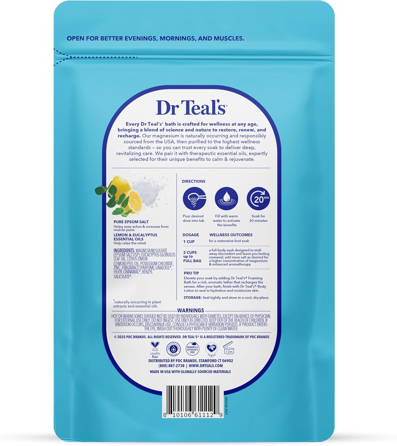 Dr Teal's Epsom Salt Magnesium Soak, Restorative Minerals with Magnesium, Potassium & Zinc, 3 lbs