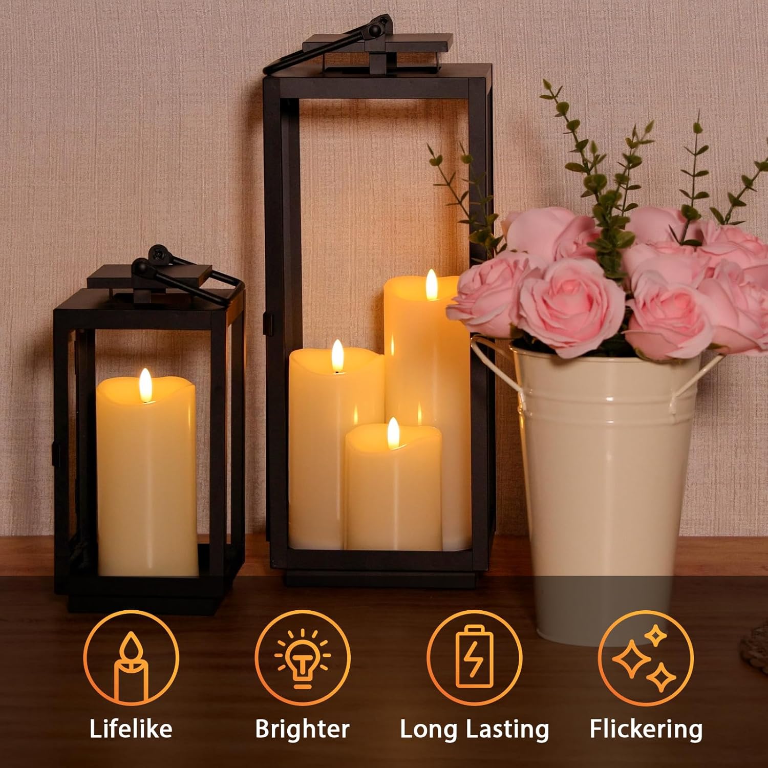 Outdoor Flameless Candles with Remote Timer - Waterproof Realistic Flickering LED Pillar Electric Battery Operated Fake Candle for Home Patio Wedding Fireplace Decor - Ivory 3 Pack (D3”H4”6”8”)