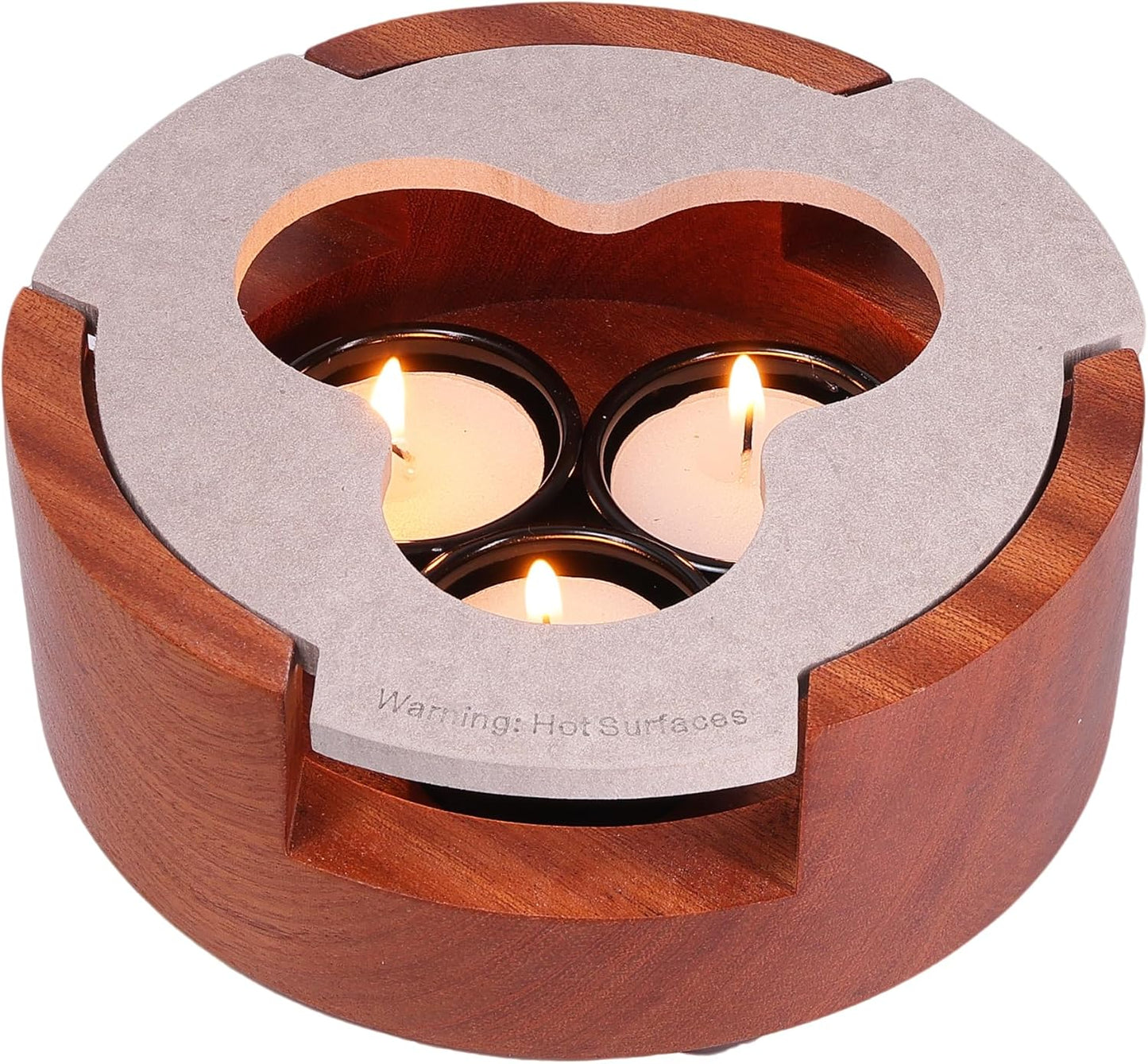 Teapot and Food Warmer, Portable Food Warmer for Camping and Traveling, Upgrade to 3 Candles to Increase The Heat, Ideal for Winter Tea Gathering