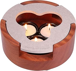 Teapot and Food Warmer, Portable Food Warmer for Camping and Traveling, Upgrade to 3 Candles to Increase The Heat, Ideal for Winter Tea Gathering