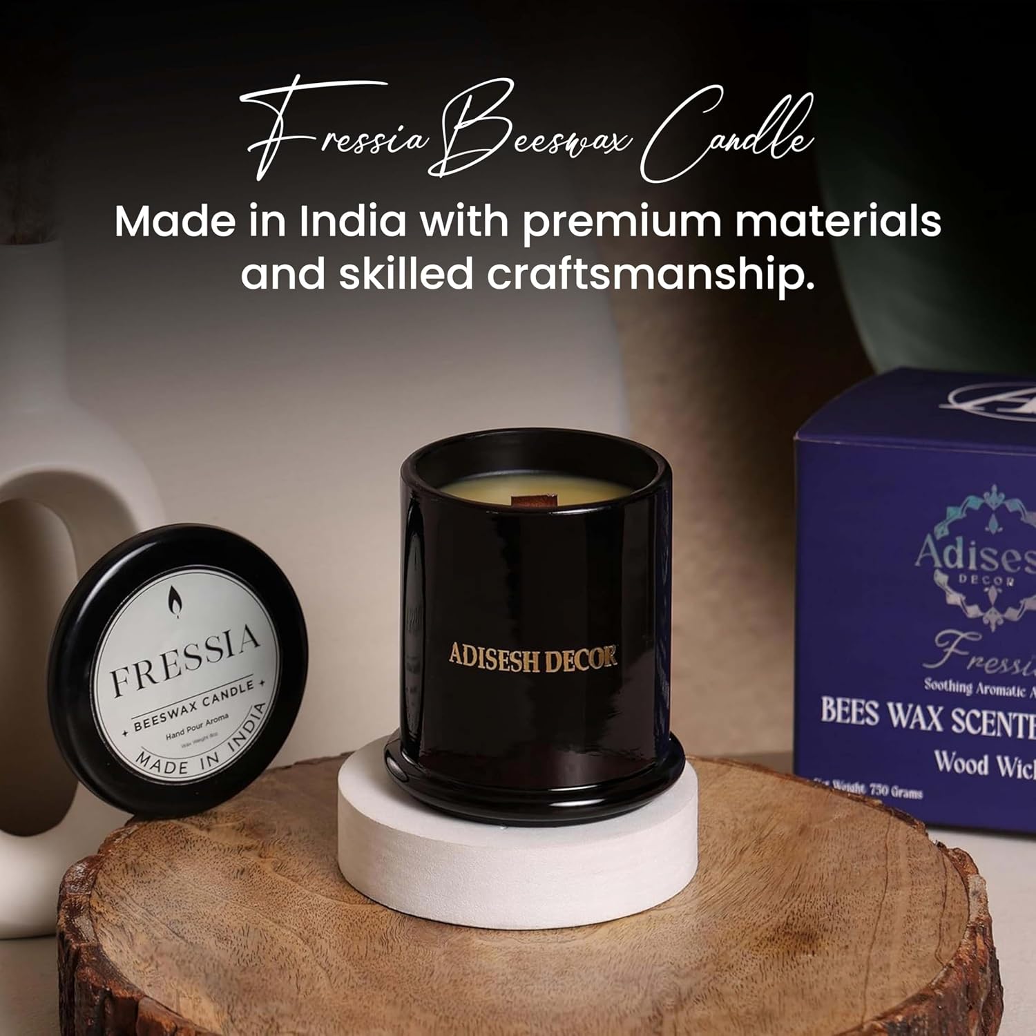 Long-Lasting Fressia Bees Wax Candle | Scented Candles for Home Decoration | 70+ Hour Burn Time Hand-Poured in Glass Jar | Bright, Uplifting, and Slightly Fruity Fragrance
