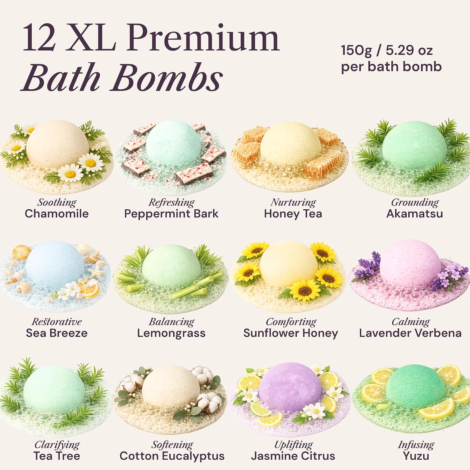 Bath Bombs Set Pack of 12 Pcs Gift Set for Women - Large 150g Oversized Bath Bombs for a Soft Skin Feel, Spa Gift Set for Birthday, Gift Box Idea for Her